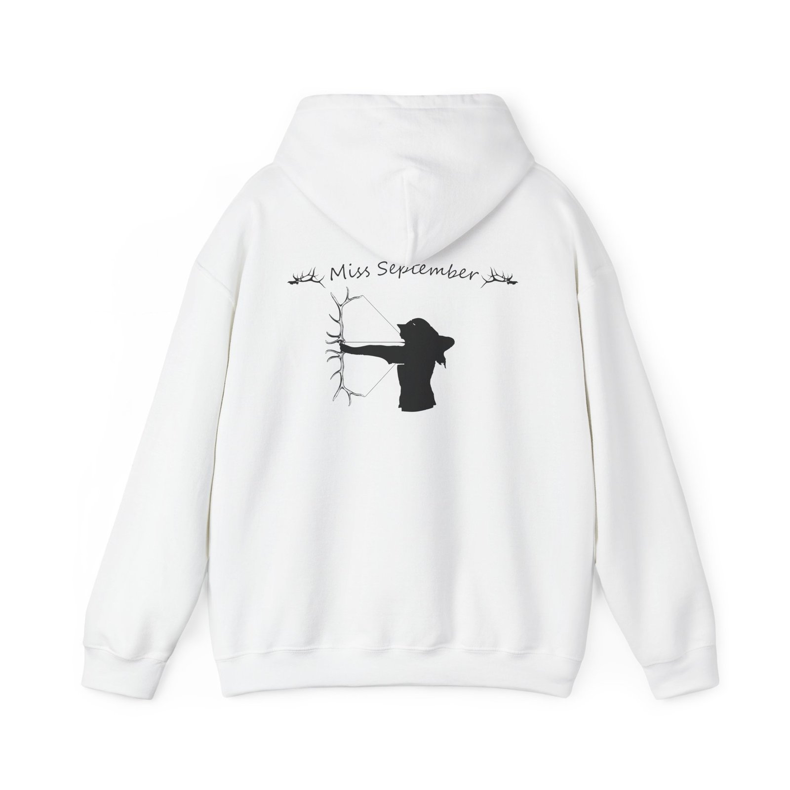 Miss September Hoodie - Minimal Archer Silhouette Hooded Sweatshirt - Image 2