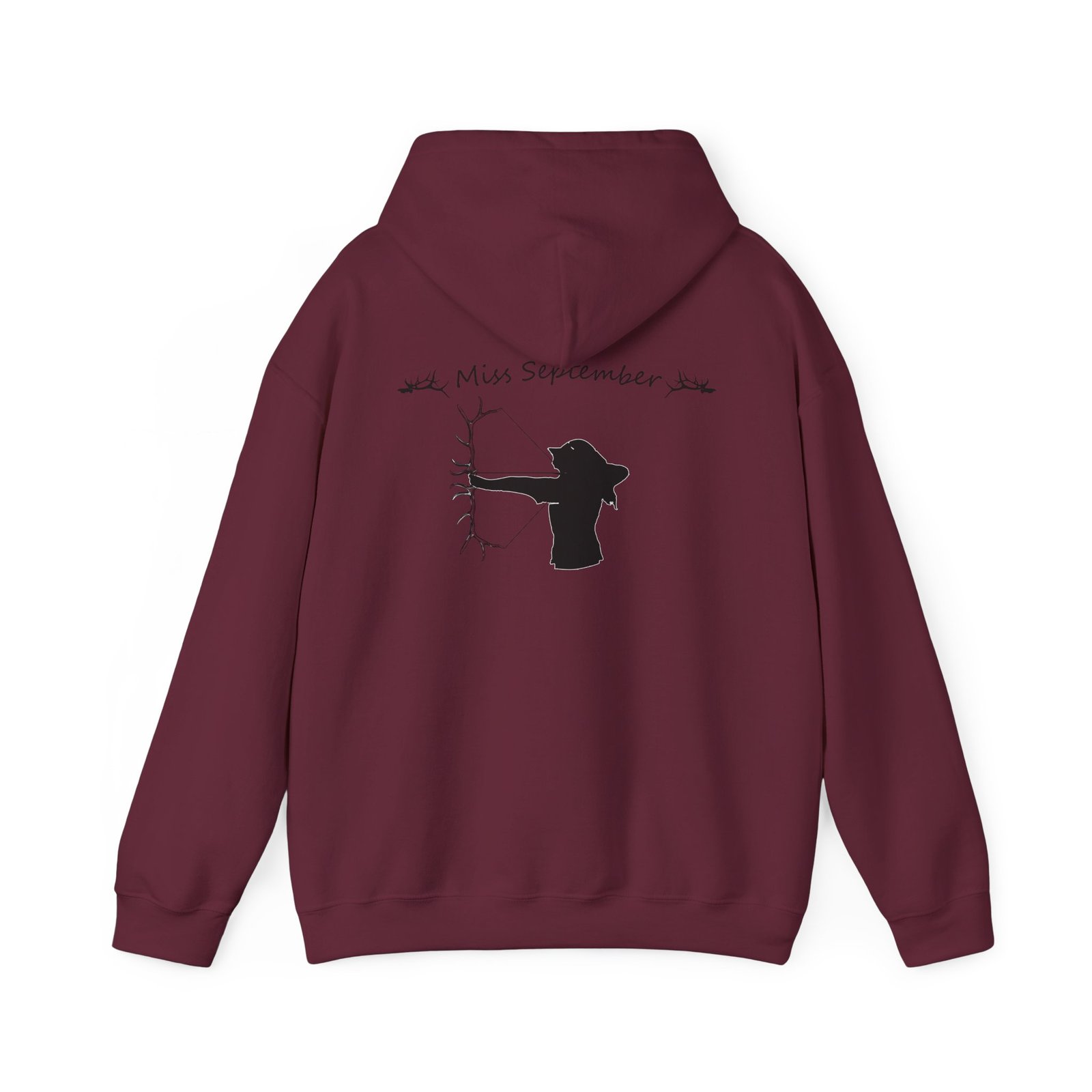 Miss September Hoodie - Minimal Archer Silhouette Hooded Sweatshirt - Image 9