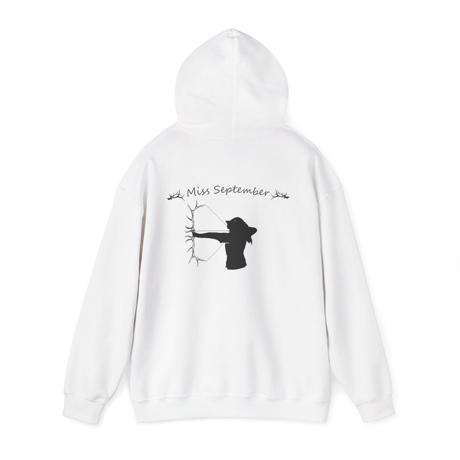 Miss September Hoodie - Minimal Archer Silhouette Hooded Sweatshirt - Image 3